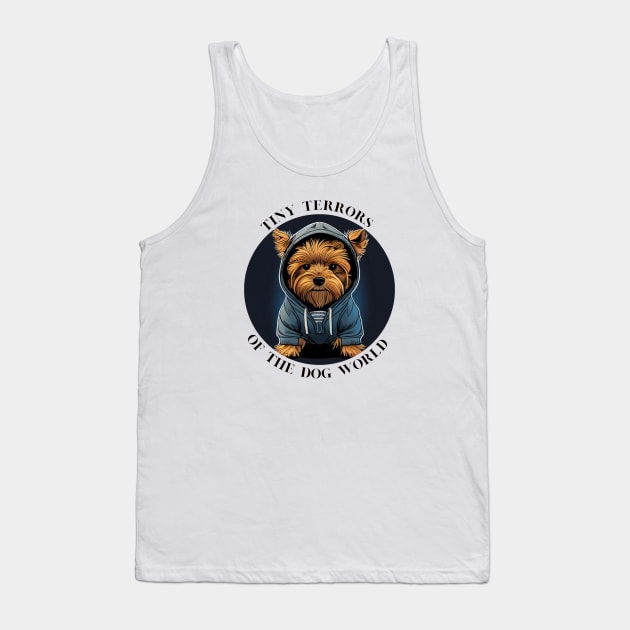 Yorkie Wearing a Hoodie T-Shirt Tank Top by Lakeview TeeShop